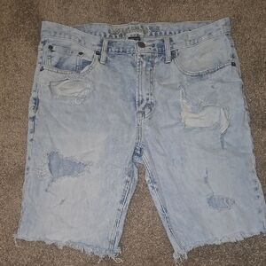 American Eagle Outfitters Blue Jean Shorts Distressed Cut-Off Style